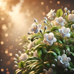 Fototapeta premium Jasmine Bush with Bokeh Background in Garden