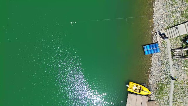 Aerial View of Lake Landscape in Kabul Afghanistan, Blue sky