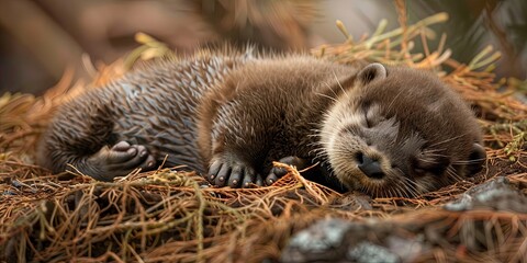 baby otter sleeping