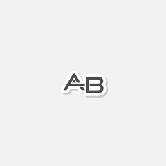 Initial AB Letter Logo sticker isolated on gray background