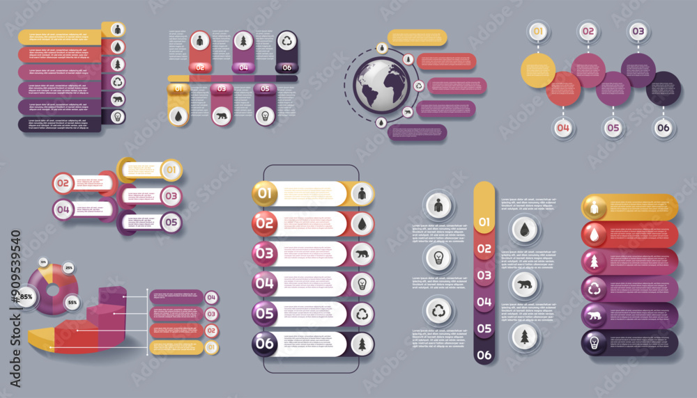 Poster graphic elements. infographic design for pack or histogram. business presentation. info graph techno