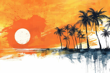 Orange Brush Stroke Summer Scene