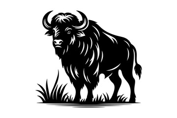 Fototapeta premium buffalo silhouette vector illustration isolated on transparent background - Generative AI