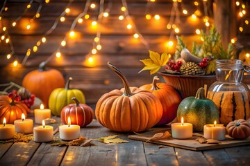 Illustration of pumpkin composition and decoration. 3D