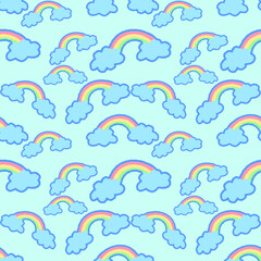 seamless pattern of cloud and rainbow