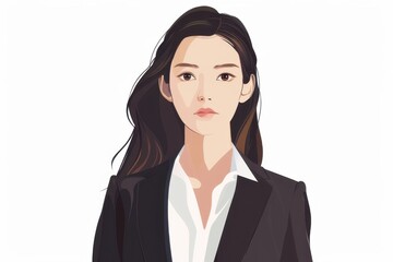Fototapeta premium 正面の真顔の女性会社員のポートレート（白背景・サラリーマン・スーツ・若手・新人・新入社員）