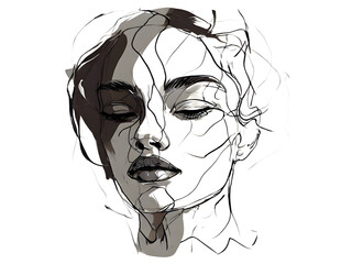 Fototapeta premium Shadows of Sorrow: An Anxious Gaze.