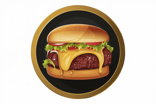cheeseburger with melted cheese on black background clip art preview