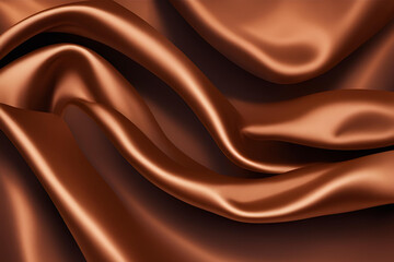 Fototapeta premium Brown orange silk satin. Fabric background for design. Gradient. Chocolate color. Dark abstract elegant background. Matte, shimmer. Template.