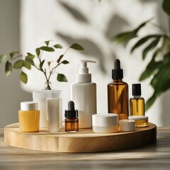 Bottles of skincare packaging cosmetics product photography