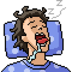 Fototapeta premium pixel art of man sleep ugly