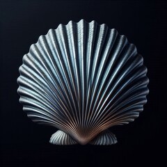 135 89 Silver scallop shell A fan shaped shell with ridges and s