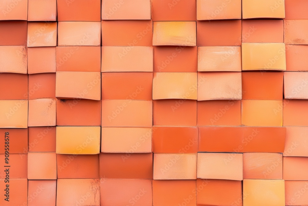 Aufkleber aerial view of bright orange notebooks in symmetrical geometric pattern - soft natural lighting enha
