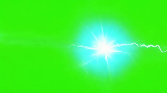 A spectacle of light and sound as animated lightning strikes with a deafening crack and a blinding flash bringing energy and excitement to any scene. Green screen chromakey