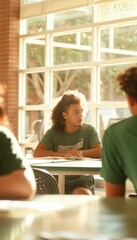 Fototapeta premium University Students of Diverse Ethnicities Engaged in Various Activities in a Vibrant Dorm Common Area