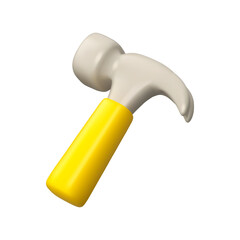 Hammer tool vector 3d icon. Cartoon repair instrument illustration isolated on white background. Maintenance symbol