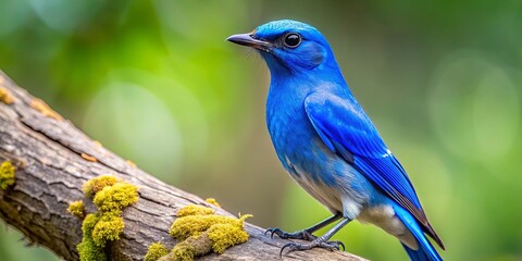 Naklejka premium Stunning blue bird with a large beak perched on a tree in its natural habitat, vibrant, blue, bird, large beak, tree, nature