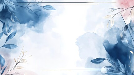 Elegant Wedding Invitation Background with Watercolor Navy and Blue Tones