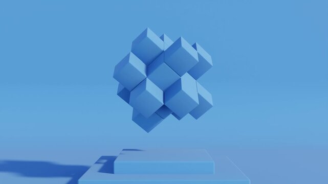 Blue Aesthetic 3D Cube Motion: Seamless Geometric Animation with Modern Abstract Design