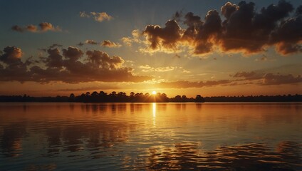 Naklejka premium sunset on the lake