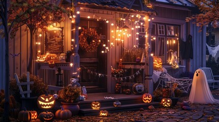 A Haunting Display: Halloween Decorations Take Over the Streets