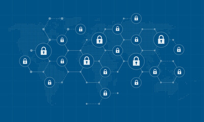 business internet cyber security and business data protection concept. flat illustration abstract network connection background banner design