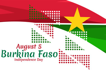 August 5, Burkina Faso Independence day vector illustration. Suitable for greeting card, poster and banner.