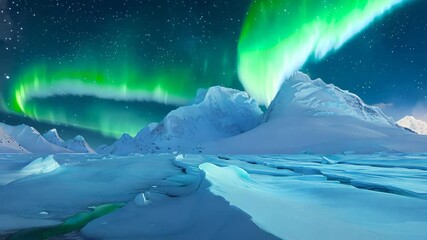 Majestic Northern Lights over Icy Landscape
