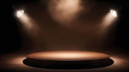 Brown podium smoke spotlight stage 