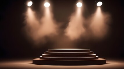 Obraz premium Brown podium smoke spotlight stage 