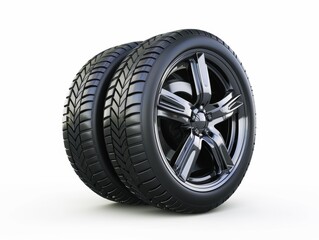 Obraz premium car tyre isolated on white background - ai