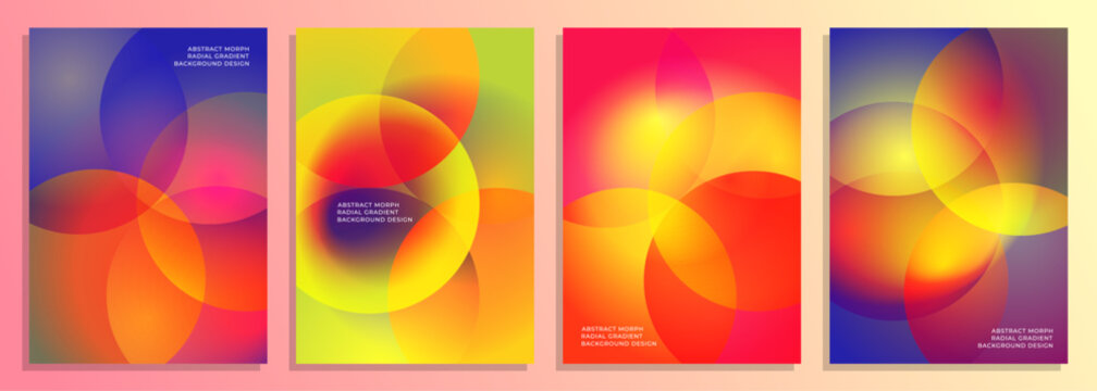 vibrant radial gradient bubble morph cover poster background design set