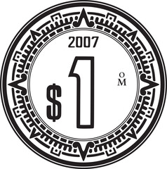 1 peso coin vector design Mexico currency handmade silhouette