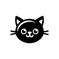 mascot cat head pet silhouette icon vector illustration template design