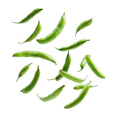 Floating Green Beans On Transparent Png Background For Healthy Vegetable Advertisements . Generative ai