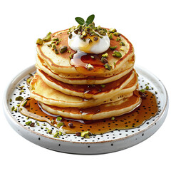 Delicious pistachio pancakes isolated on transparent background