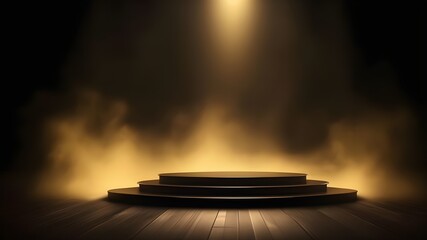 Obraz premium Gold podium smoke spotlight stage 