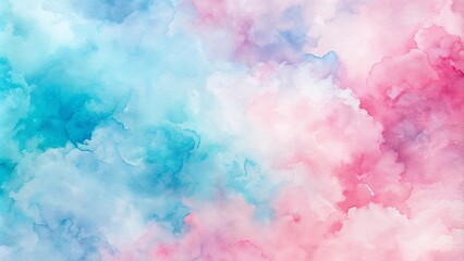 Fototapeta premium Delicate watercolor texture in cotton candy pink and sky blue creating a dreamy backdrop , watercolor, delicate, texture