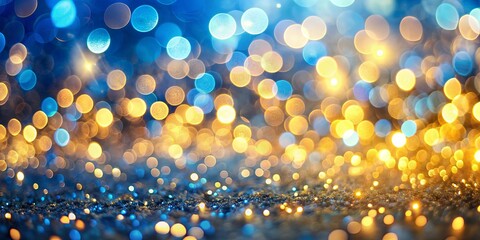Abstract background of bokeh with softly blurred golden and blue lights, creating a magical effect, bokeh, abstract, background, lights