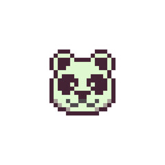 Panda face icon. Animal head bear character. Pixel art. 8-bit sprite. Sticker design. Isolated vector illustration.