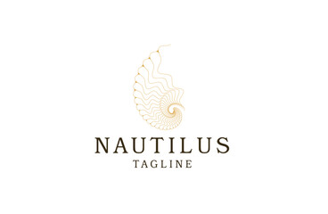 Nautilus shell spiral shape logo icon design template flat vector