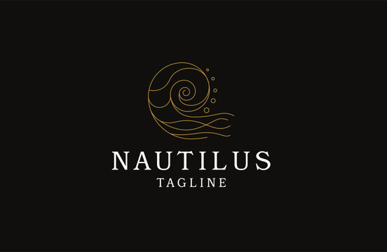 Nautilus shell spiral shape logo icon design template flat vector