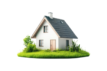 3D model of small house isolated on white, ideal for real estate or architecture illustration