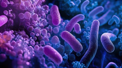 Fototapeta premium Microscopic view of bacteria, colorful and abstract.
