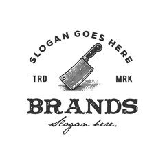 butchery vintage logo hand drawn vector template illustration 