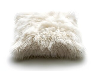 Fluffy White Pillow with Smooth Texture on Isolated White Background