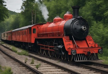 Naklejka premium train vacation adventure america attraction banff canada comfort destination exploration forest jasper landscape mountaineer mountain national north northern park picturesque popular rail railway