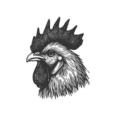 rooster head hand drawn vector template illustration © Dreamer