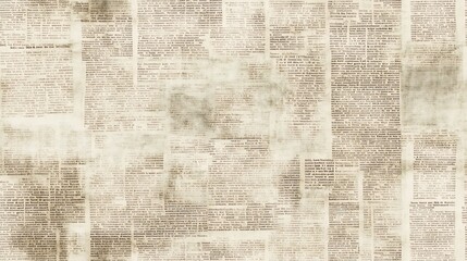 A textured background featuring a collage of vintage newspaper articles in muted beige tones, perfect for conveying a sense of nostalgia and history. 