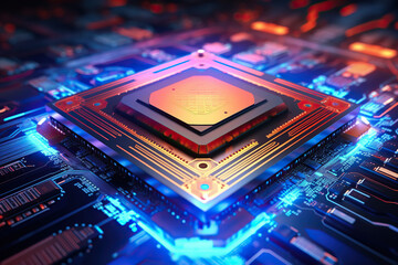 Generative ai on theme of beautiful surface microchip for design natural abstract background